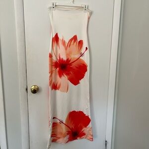 Beginning Boutique White and Red Floral Maxi Dress